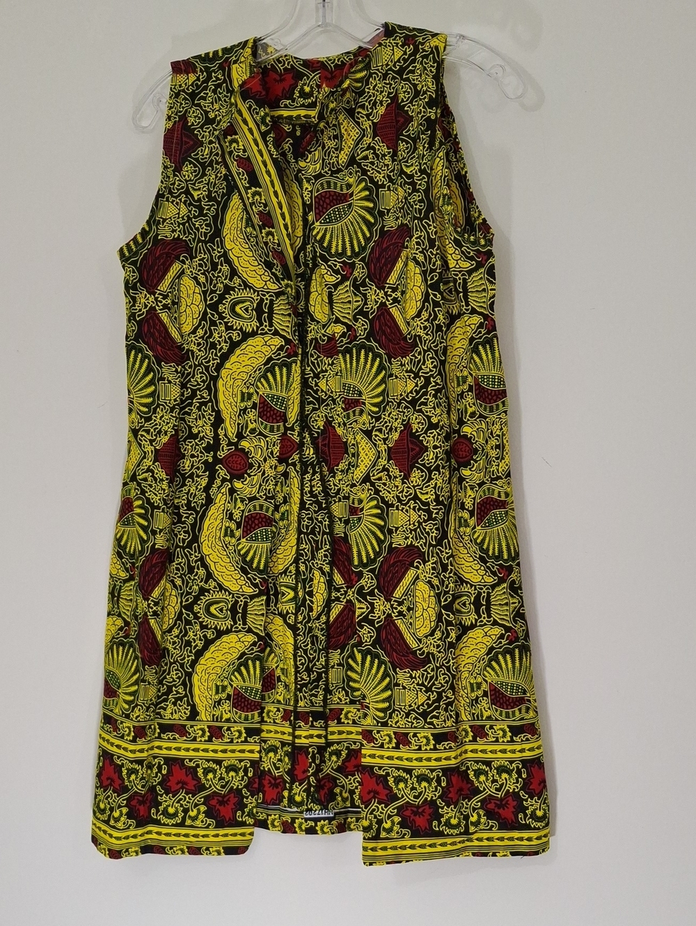 Sleeveless Printed Long Vest in Yellow and Black